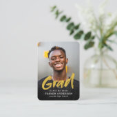 Black Gold Modernes Script Foto Abschluss laden ei Begleitkarte (Stehend Vorderseite)