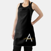 Black Gold Modernes Script Girly Monogram Name Sch Schürze (InSitu)