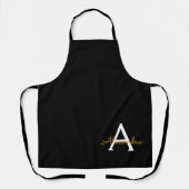 Black Gold Modernes Script Girly Monogram Name Sch Schürze (Vorderseite)