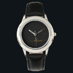 Black Gold Modernes Script Giron Monogram Name Armbanduhr<br><div class="desc">Schwarz und Gold einfache Script Monogram Name Watch. Das macht den perfekten 16 Geburtstag,  Hochzeit,  Brautparty,  Jubiläum,  Babydusche oder Junggeselinnen-Abschied Geschenk für jemanden,  der Lieben glamourösen Luxus und schicke Stile.</div>