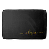 Black Gold Modernes Script Giron Monogram Name Badematte (Vorderseite)