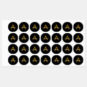 Black Gold Modernes Script Giron Monogram Name Etiketten (Blatt)