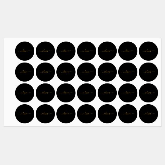 Black Gold Modernes Script Giron Monogram Name Etiketten (Blatt)