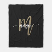 Black Gold Modernes Script Giron Monogram Name Fleecedecke (Vorderseite)