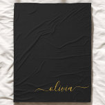 Black Gold Modernes Script Giron Monogram Name Fleecedecke<br><div class="desc">Schwarz und Gold Einfache Script Monogram Name und Initial Fleece Blanket. Das macht den perfekten 16 Geburtstag,  Hochzeit,  Brautparty,  Jubiläum,  Babydusche oder Junggeselinnen-Abschied Geschenk für jemanden,  der Lieben glamourösen Luxus und schicke Stile.</div>