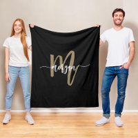 Black Gold Modernes Script Giron Monogram Name