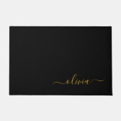 Black Gold Modernes Script Giron Monogram Name Fußmatte (Vorderseite)