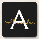 Black Gold Modernes Script Giron Monogram Name Getränkeuntersetzer<br><div class="desc">Untersetzer für einfache,  schwarze und goldene Skripte Monogram Name Paper. Dies macht den perfekten Abschluss,  Geburtstag,  Hochzeit,  Brautparty,  Jubiläum,  Babydusche oder Junggeselinnen-Abschied Geschenk für jemanden,  die Lieben glamourösen Luxus und schicke Stile.</div>