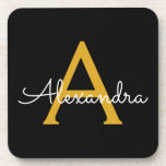Black Gold Modernes Script Giron Monogram Name Getränkeuntersetzer<br><div class="desc">Untersetzer für einfache,  schwarze und goldene Skripte Monogram Name Paper. Dies macht den perfekten Abschluss,  Geburtstag,  Hochzeit,  Brautparty,  Jubiläum,  Babydusche oder Junggeselinnen-Abschied Geschenk für jemanden,  die Lieben glamourösen Luxus und schicke Stile.</div>