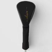 Black Gold Modernes Script Giron Monogram Name Golf Headcover (Vorderseite)