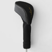 Black Gold Modernes Script Giron Monogram Name Golf Headcover (angewinkelt)