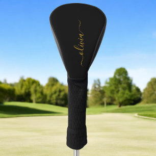Black Gold Modernes Script Giron Monogram Name Golf Headcover