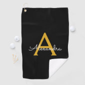 Black Gold Modernes Script Giron Monogram Name Golfhandtuch (Insitu)