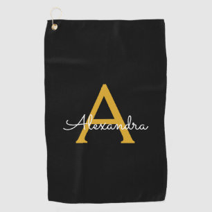 Black Gold Modernes Script Giron Monogram Name Golfhandtuch