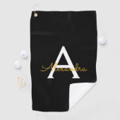 Black Gold Modernes Script Giron Monogram Name Golfhandtuch (Insitu)