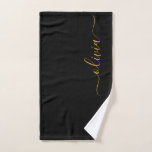 Black Gold Modernes Script Giron Monogram Name Handtuch<br><div class="desc">Schwarz und Gold einfache Script Monogram Name Badetücher. Das macht den perfekten 16 Geburtstag,  Hochzeit,  Brautparty,  Jubiläum,  Babydusche oder Junggeselinnen-Abschied Geschenk für jemanden,  der Lieben glamourösen Luxus und schicke Stile.</div>