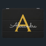 Black Gold Modernes Script Giron Monogram Name iPad Pro Cover<br><div class="desc">Black and Gold Simple Script Monogram Name Laptop Case. Das macht den perfekten 16 Geburtstag,  Hochzeit,  Brautparty,  Jubiläum,  Babydusche oder Junggeselinnen-Abschied Geschenk für jemanden,  der Lieben glamourösen Luxus und schicke Stile.</div>