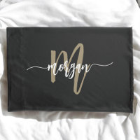 Black Gold Modernes Script Giron Monogram Name