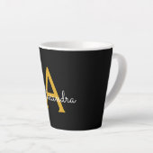 Black Gold Modernes Script Giron Monogram Name Milchtasse (Rechte Ecke)