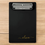 Black Gold Modernes Script Giron Monogram Name Mini Klemmbrett<br><div class="desc">Planungs-Zwischenablage für Schwarze und Goldnamen. Das macht den perfekten 16 Geburtstag,  Hochzeit,  Brautparty,  Jubiläum,  Babydusche oder Junggeselinnen-Abschied Geschenk für jemanden,  der Lieben glamourösen Luxus und schicke Stile.</div>
