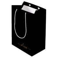 Black Gold Modernes Script Giron Monogram Name