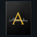 Black Gold Modernes Script Giron Monogram Name Notizblock<br><div class="desc">Black and Gold Simple Script Monogram Name Spiral Notebook Planner. Das macht den perfekten 16 Geburtstag,  Hochzeit,  Brautparty,  Jubiläum,  Babydusche oder Junggeselinnen-Abschied Geschenk für jemanden,  der Lieben glamourösen Luxus und schicke Stile.</div>