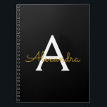 Black Gold Modernes Script Giron Monogram Name Notizblock<br><div class="desc">Black and Gold Simple Script Monogram Name Spiral Notebook Planner. Das macht den perfekten 16 Geburtstag,  Hochzeit,  Brautparty,  Jubiläum,  Babydusche oder Junggeselinnen-Abschied Geschenk für jemanden,  der Lieben glamourösen Luxus und schicke Stile.</div>
