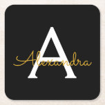Black Gold Modernes Script Giron Monogram Name Rechteckiger Pappuntersetzer<br><div class="desc">Untersetzer für einfache,  schwarze und goldene Skripte Monogram Name Paper. Dies macht den perfekten Abschluss,  Geburtstag,  Hochzeit,  Brautparty,  Jubiläum,  Babydusche oder Junggeselinnen-Abschied Geschenk für jemanden,  die Lieben glamourösen Luxus und schicke Stile.</div>