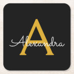 Black Gold Modernes Script Giron Monogram Name Rechteckiger Pappuntersetzer<br><div class="desc">Untersetzer für einfache,  schwarze und goldene Skripte Monogram Name Paper. Dies macht den perfekten Abschluss,  Geburtstag,  Hochzeit,  Brautparty,  Jubiläum,  Babydusche oder Junggeselinnen-Abschied Geschenk für jemanden,  die Lieben glamourösen Luxus und schicke Stile.</div>