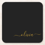 Black Gold Modernes Script Giron Monogram Name Rechteckiger Pappuntersetzer<br><div class="desc">Untersetzer für einfache,  schwarze und goldene Skripte Monogram Name Paper. Dies macht den perfekten Abschluss,  Geburtstag,  Hochzeit,  Brautparty,  Jubiläum,  Babydusche oder Junggeselinnen-Abschied Geschenk für jemanden,  die Lieben glamourösen Luxus und schicke Stile.</div>