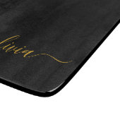 Black Gold Modernes Script Giron Monogram Name Schneidebrett (Ecke)