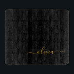 Black Gold Modernes Script Giron Monogram Name Schneidebrett<br><div class="desc">Schwarz und Gold einfache Script Monogram Name Cutting Board. Dies macht den perfekten Abschluss,  Geburtstag,  Hochzeit,  Brautparty,  Jubiläum,  Babydusche oder Junggeselinnen-Abschied Geschenk für jemanden,  die Lieben glamourösen Luxus und schicke Stile.</div>