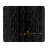 Black Gold Modernes Script Giron Monogram Name Schneidebrett (Vorderseite)