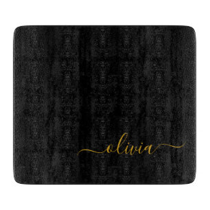 Black Gold Modernes Script Giron Monogram Name Schneidebrett