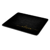 Black Gold Modernes Script Giron Monogram Name Schneidebrett (Ecke)