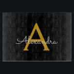 Black Gold Modernes Script Giron Monogram Name Schneidebrett<br><div class="desc">Schwarz und Gold einfache Script Monogram Name Cutting Board. Dies macht den perfekten Abschluss,  Geburtstag,  Hochzeit,  Brautparty,  Jubiläum,  Babydusche oder Junggeselinnen-Abschied Geschenk für jemanden,  die Lieben glamourösen Luxus und schicke Stile.</div>