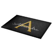 Black Gold Modernes Script Giron Monogram Name Schneidebrett (Ecke)