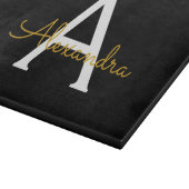 Black Gold Modernes Script Giron Monogram Name Schneidebrett (Ecke)