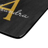 Black Gold Modernes Script Giron Monogram Name Schneidebrett (Ecke)