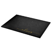 Black Gold Modernes Script Giron Monogram Name Schneidebrett (Ecke)
