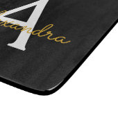 Black Gold Modernes Script Giron Monogram Name Schneidebrett (Ecke)