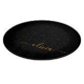 Black Gold Modernes Script Giron Monogram Name Schneidebrett (Ecke)