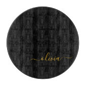 Black Gold Modernes Script Giron Monogram Name Schneidebrett (Vorderseite)