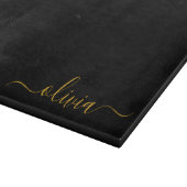 Black Gold Modernes Script Giron Monogram Name Schneidebrett (Ecke)