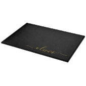 Black Gold Modernes Script Giron Monogram Name Schneidebrett (Ecke)