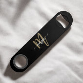 Black Gold Modernes Script Giron Monogram Name Speed Flaschenöffner