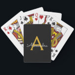 Black Gold Modernes Script Giron Monogram Name Spielkarten<br><div class="desc">Schwarz und Gold einfache Script Monogram Name Playing Cards. Das macht den perfekten 16 Geburtstag,  Hochzeit,  Brautparty,  Jubiläum,  Babydusche oder Junggeselinnen-Abschied Geschenk für jemanden,  der Lieben glamourösen Luxus und schicke Stile.</div>