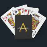 Black Gold Modernes Script Giron Monogram Name Spielkarten<br><div class="desc">Schwarz und Gold einfache Script Monogram Name Playing Cards. Das macht den perfekten 16 Geburtstag,  Hochzeit,  Brautparty,  Jubiläum,  Babydusche oder Junggeselinnen-Abschied Geschenk für jemanden,  der Lieben glamourösen Luxus und schicke Stile.</div>