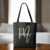 Black Gold Modernes Script Giron Monogram Name Tasche