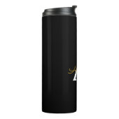 Black Gold Modernes Script Giron Monogram Name Thermosbecher (Nach links gedreht)